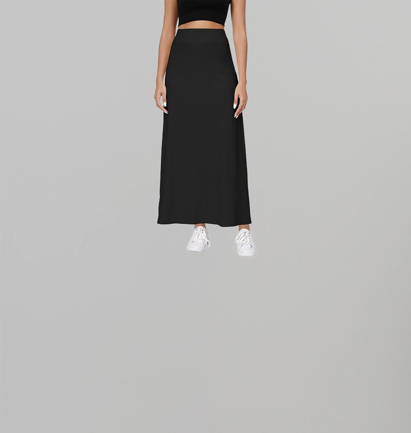 Urban CoCo Elastic Waist A-Line Long Maxi Skirt Below Knee for Women