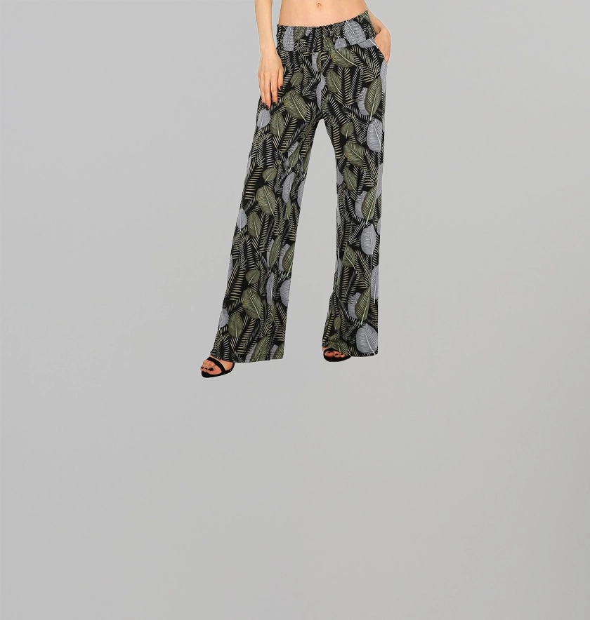 Urban CoCo Women's Boho Palazzo Pants Wide Leg Beach Pants High Waisted Lounge Pants with Pockets