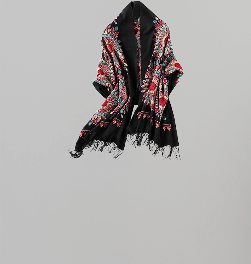 Urban CoCo Women's Embroidered Oversize Tassel Shawl Scarf Wraps for Women