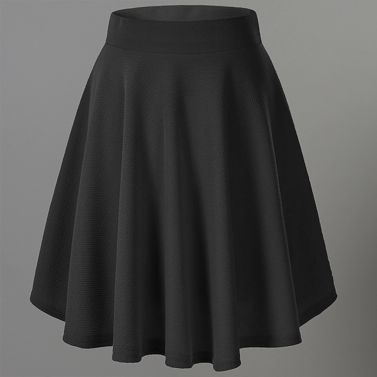 Urban CoCo Women's Basic Midi Skirt Versatile Stretchy Flared Casual High Waisted Skirt