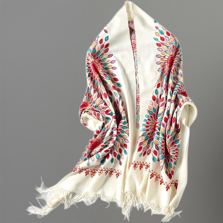 Urban CoCo Women's Embroidered Oversize Tassel Shawl Scarf Wraps for Women